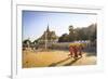 Buddhist Monks at a Square in Front of the Royal Palace, Phnom Penh, Cambodia, Indochina-Yadid Levy-Framed Photographic Print