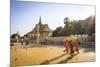 Buddhist Monks at a Square in Front of the Royal Palace, Phnom Penh, Cambodia, Indochina-Yadid Levy-Mounted Photographic Print