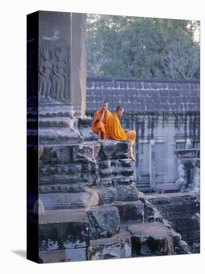 Buddhist Monks at the Temple Complex of Angkor Wat, Angkor, Siem Reap, Cambodia, Indochina, Asia-Bruno Morandi-Stretched Canvas