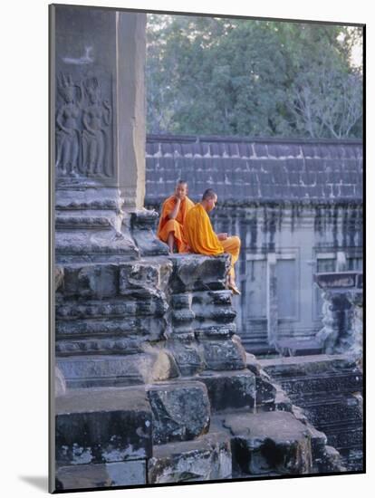 Buddhist Monks at the Temple Complex of Angkor Wat, Angkor, Siem Reap, Cambodia, Indochina, Asia-Bruno Morandi-Mounted Photographic Print