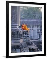 Buddhist Monks at the Temple Complex of Angkor Wat, Angkor, Siem Reap, Cambodia, Indochina, Asia-Bruno Morandi-Framed Photographic Print