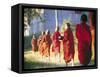 Buddhist Monks Bearing Alms, Burma-Peter Adams-Framed Stretched Canvas