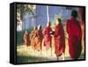 Buddhist Monks Bearing Alms, Burma-Peter Adams-Framed Stretched Canvas