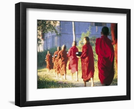 Buddhist Monks Bearing Alms, Burma-Peter Adams-Framed Photographic Print