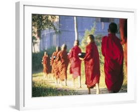 Buddhist Monks Bearing Alms, Burma-Peter Adams-Framed Photographic Print