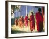 Buddhist Monks Bearing Alms, Burma-Peter Adams-Framed Photographic Print