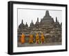 Buddhist Monks, Borobudur, Java, Indonesia-Peter Adams-Framed Photographic Print