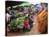 Buddhist Monks Collecting Alms in the Market Town of Phum Swai Chreas, Eastern Cambodia, Indochina-Andrew Mcconnell-Stretched Canvas