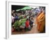 Buddhist Monks Collecting Alms in the Market Town of Phum Swai Chreas, Eastern Cambodia, Indochina-Andrew Mcconnell-Framed Photographic Print