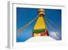 Buddhist Monks decorating the temple at Bouddha (Boudhanath), UNESCO World Heritage Site, Kathmandu-Laura Grier-Framed Photographic Print