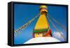 Buddhist Monks decorating the temple at Bouddha (Boudhanath), UNESCO World Heritage Site, Kathmandu-Laura Grier-Framed Stretched Canvas