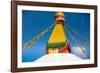 Buddhist Monks decorating the temple at Bouddha (Boudhanath), UNESCO World Heritage Site, Kathmandu-Laura Grier-Framed Photographic Print