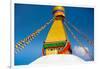 Buddhist Monks decorating the temple at Bouddha (Boudhanath), UNESCO World Heritage Site, Kathmandu-Laura Grier-Framed Photographic Print