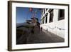 Buddhist Monks in Red Robes Walking in the Early Morning Sunshine-Annie Owen-Framed Photographic Print