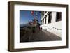 Buddhist Monks in Red Robes Walking in the Early Morning Sunshine-Annie Owen-Framed Photographic Print