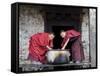 Buddhist Monks, Karchu Dratsang Monastery, Jankar, Bumthang, Bhutan-Angelo Cavalli-Framed Stretched Canvas