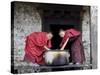 Buddhist Monks, Karchu Dratsang Monastery, Jankar, Bumthang, Bhutan-Angelo Cavalli-Stretched Canvas