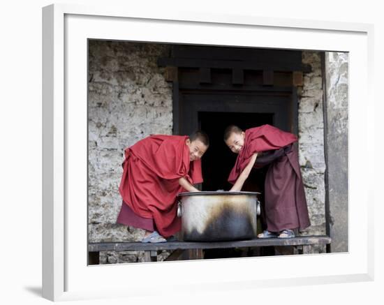 Buddhist Monks, Karchu Dratsang Monastery, Jankar, Bumthang, Bhutan-Angelo Cavalli-Framed Photographic Print