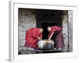 Buddhist Monks, Karchu Dratsang Monastery, Jankar, Bumthang, Bhutan-Angelo Cavalli-Framed Photographic Print