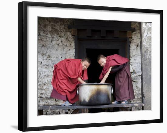 Buddhist Monks, Karchu Dratsang Monastery, Jankar, Bumthang, Bhutan-Angelo Cavalli-Framed Photographic Print