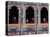 Buddhist Monks Look Through the Windows into the Courtyard of the Tango Monestary Near Thimphu-null-Stretched Canvas