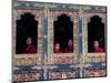 Buddhist Monks Look Through the Windows into the Courtyard of the Tango Monestary Near Thimphu-null-Mounted Photographic Print