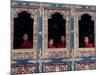 Buddhist Monks Look Through the Windows into the Courtyard of the Tango Monestary Near Thimphu-null-Mounted Photographic Print