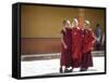 Buddhist Monks, Paro Dzong, Paro, Bhutan-Angelo Cavalli-Framed Stretched Canvas