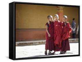 Buddhist Monks, Paro Dzong, Paro, Bhutan-Angelo Cavalli-Framed Stretched Canvas