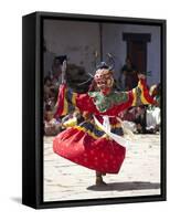 Buddhist Monks Performing Masked Dance During the Gangtey Tsechu at Gangte Goemba, Gangte, Phobjikh-Lee Frost-Framed Stretched Canvas