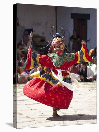 Buddhist Monks Performing Masked Dance During the Gangtey Tsechu at Gangte Goemba, Gangte, Phobjikh-Lee Frost-Stretched Canvas