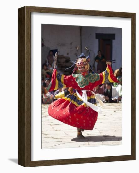 Buddhist Monks Performing Masked Dance During the Gangtey Tsechu at Gangte Goemba, Gangte, Phobjikh-Lee Frost-Framed Photographic Print