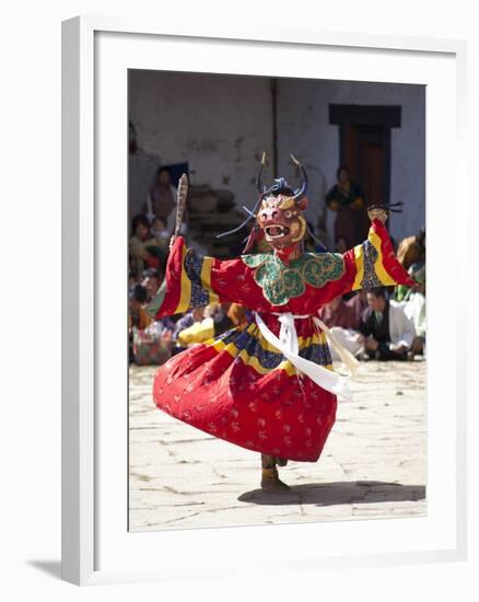 Buddhist Monks Performing Masked Dance During the Gangtey Tsechu at Gangte Goemba, Gangte, Phobjikh-Lee Frost-Framed Photographic Print