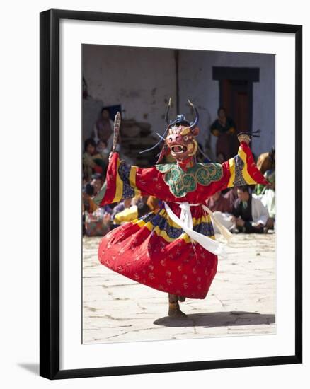 Buddhist Monks Performing Masked Dance During the Gangtey Tsechu at Gangte Goemba, Gangte, Phobjikh-Lee Frost-Framed Photographic Print