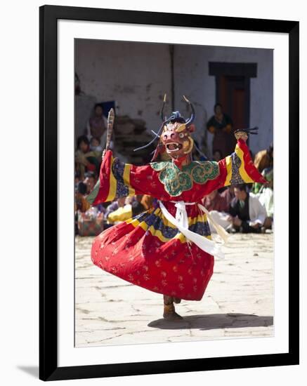 Buddhist Monks Performing Masked Dance During the Gangtey Tsechu at Gangte Goemba, Gangte, Phobjikh-Lee Frost-Framed Photographic Print