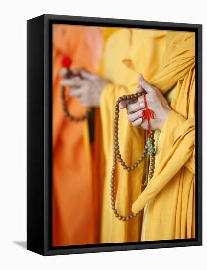 Buddhist Monks Praying, Thiais, Val De Marne, France, Europe-null-Framed Stretched Canvas