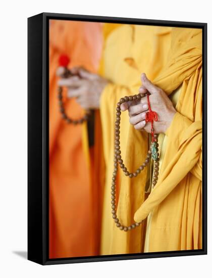 Buddhist Monks Praying, Thiais, Val De Marne, France, Europe-null-Framed Stretched Canvas