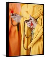 Buddhist Monks Praying, Thiais, Val De Marne, France, Europe-null-Framed Stretched Canvas