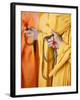 Buddhist Monks Praying, Thiais, Val De Marne, France, Europe-null-Framed Photographic Print