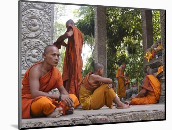 Buddhist Monks Relaxing Amongst the Temples of Angkor, Cambodia, Indochina, Southeast Asia-Andrew Mcconnell-Mounted Photographic Print