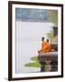 Buddhist Monks Sitting at Angkor Wat Temple, Angkor, UNESCO World Heritage Site, Cambodia-Matthew Williams-Ellis-Framed Photographic Print