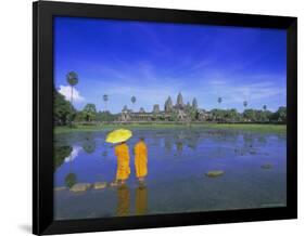 Buddhist Monks Standing in Front of Angkor Wat, Siem Reap, Cambodia-Gavin Hellier-Framed Photographic Print