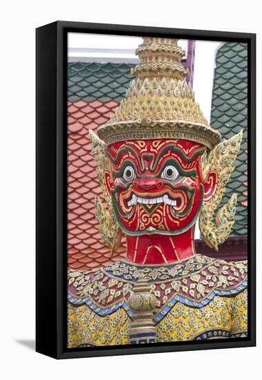 Buddhist Mythology Yaksa, Temple of the Emerald Buddha, Bangkok, Thailand-David R. Frazier-Framed Stretched Canvas