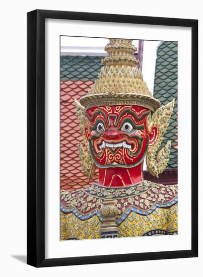 Buddhist Mythology Yaksa, Temple of the Emerald Buddha, Bangkok, Thailand-David R. Frazier-Framed Photographic Print