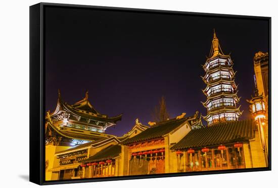 Buddhist Nanchang Nanchang Temple Pagoda Tower Wuxi Jiangsu Province, China-William Perry-Framed Stretched Canvas