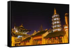 Buddhist Nanchang Nanchang Temple Pagoda Tower Wuxi Jiangsu Province, China-William Perry-Framed Stretched Canvas