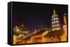 Buddhist Nanchang Nanchang Temple Pagoda Tower Wuxi Jiangsu Province, China-William Perry-Framed Stretched Canvas