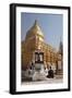 Buddhist Nun Meditating by Gold Stupa, Shwezigon Paya (Pagoda), Nyaung U-Stephen Studd-Framed Photographic Print