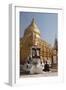 Buddhist Nun Meditating by Gold Stupa, Shwezigon Paya (Pagoda), Nyaung U-Stephen Studd-Framed Photographic Print