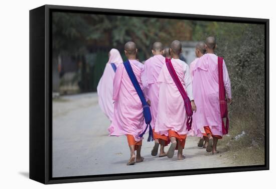 Buddhist Nuns in Traditional Robes, Sagaing, Myanmar (Burma), Southeast Asia-Alex Robinson-Framed Stretched Canvas